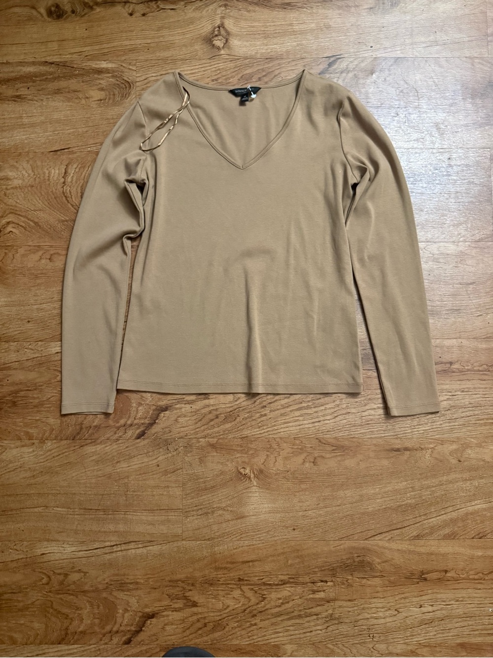 Banana Republic Long-Sleeve V-Neck Top in Camel Tan
